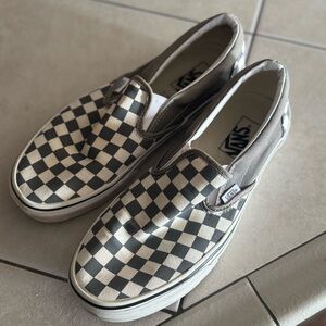 Gray Vans Checkerboard Slip-On Sneakers